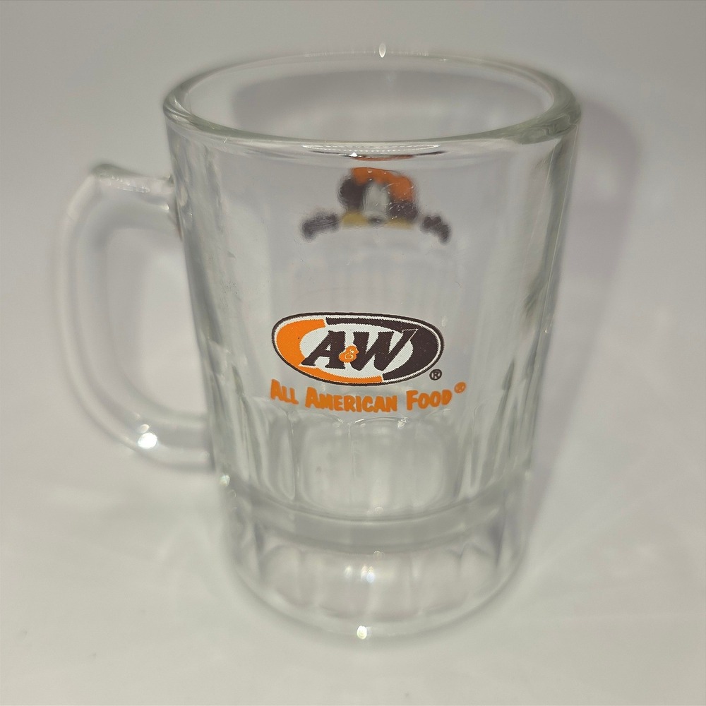 Vtg A&W All American Food Root Beer Glass Mini Mug Shot Glass‎ Root Bear Logo